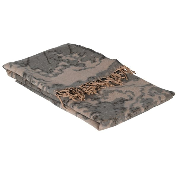 Grey Waves Fringed Throw