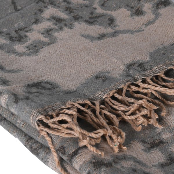 Grey Waves Fringed Throw