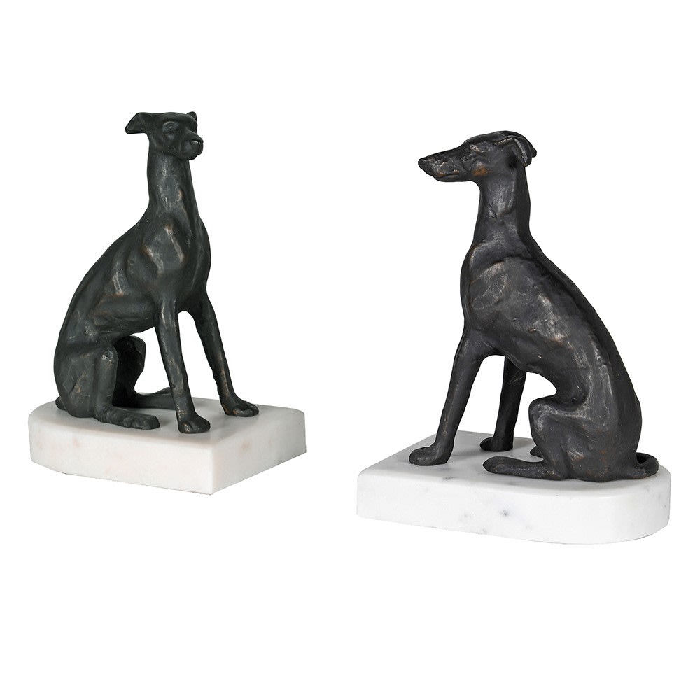  Greyhound On Marble Base Bookends