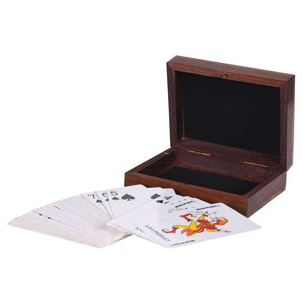 King inlaid wooden playing card box