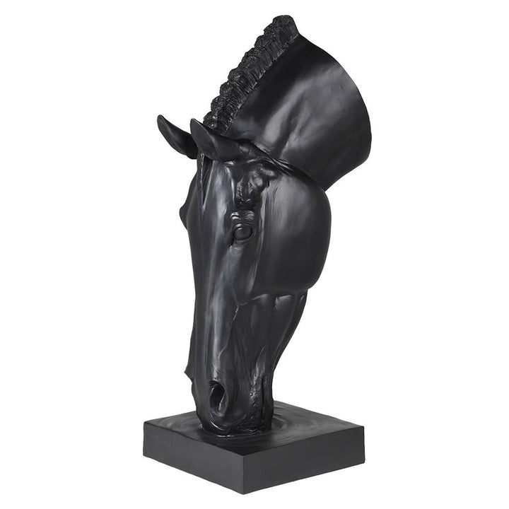 Matt Black Drinking Horse Head Ornament