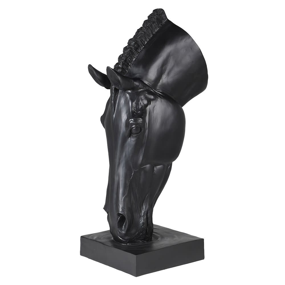 Matt Black Drinking Horse Head Ornament