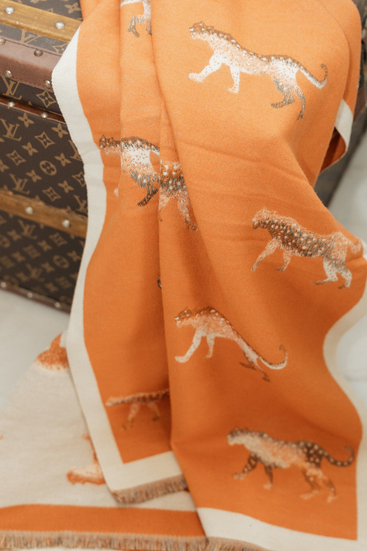Leopard Soft Woven Frayed Scarf
