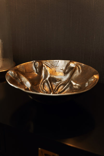Antique Brass Horse Dish