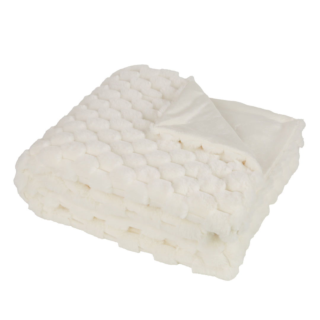 White knitted blanket on a white background