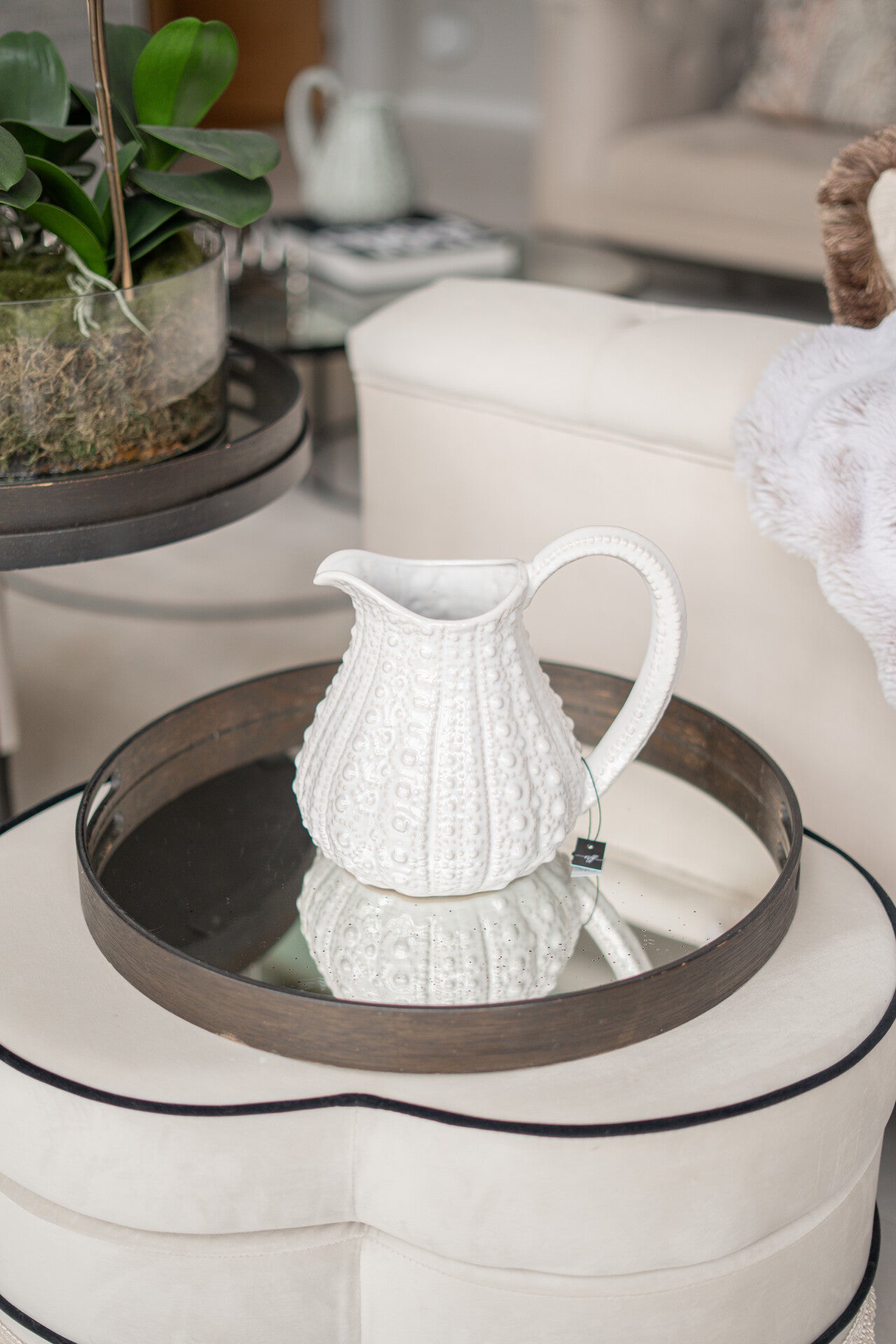 Large White Urchin Jug