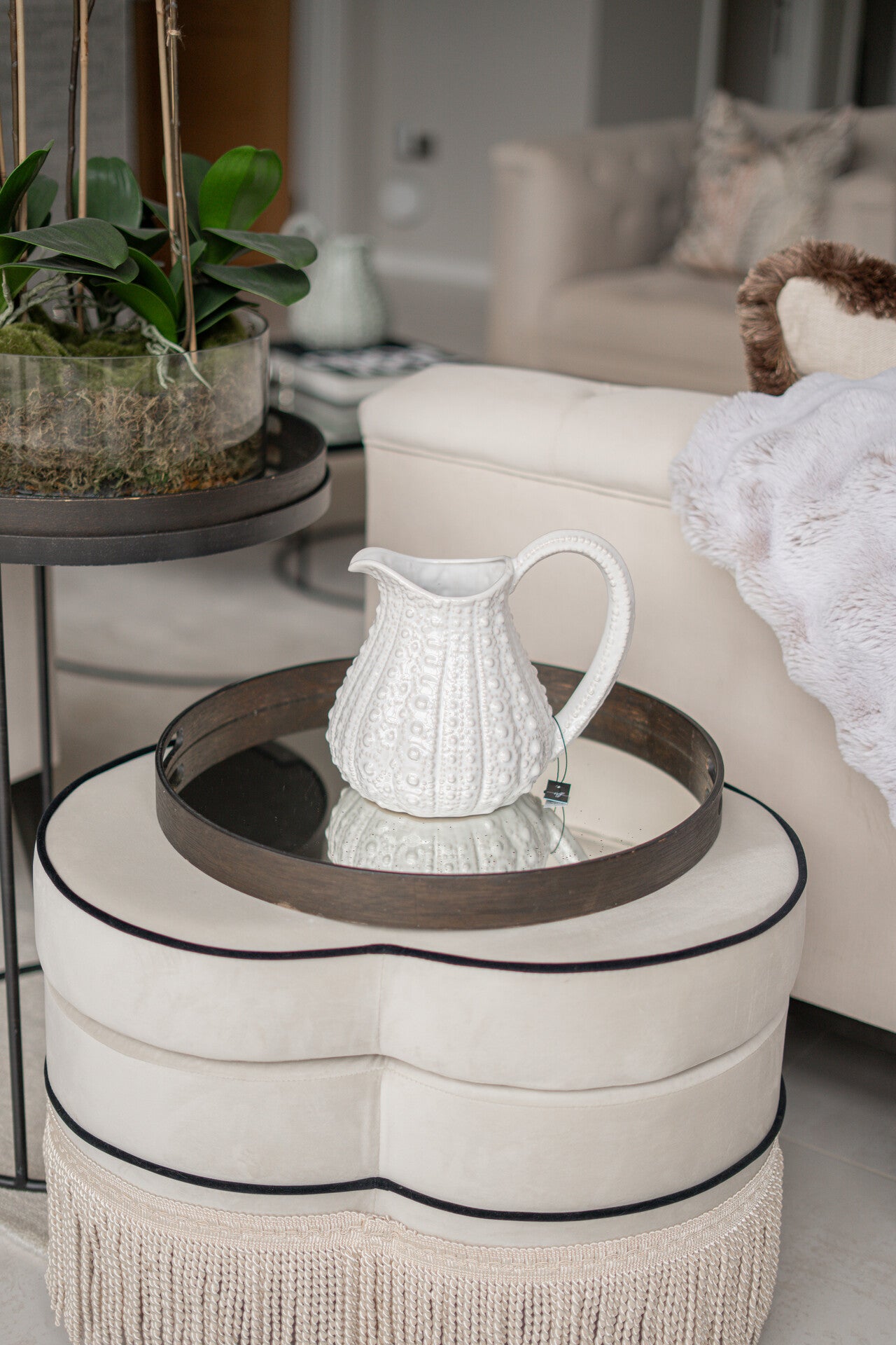 Large White Urchin Jug