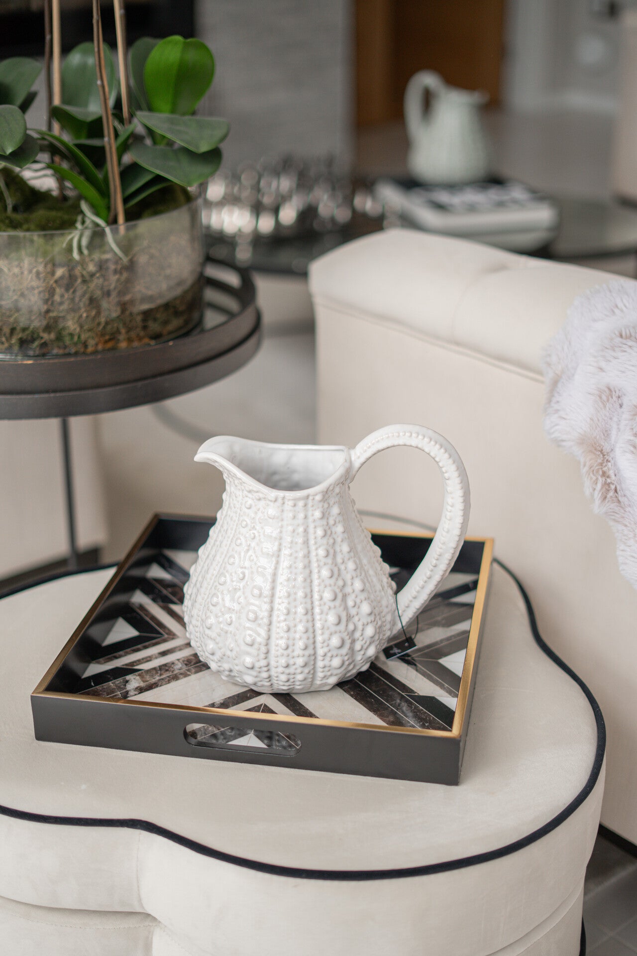 Large White Urchin Jug