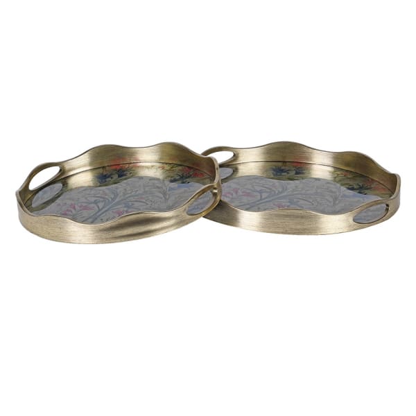 Medium Gold Floral Tray