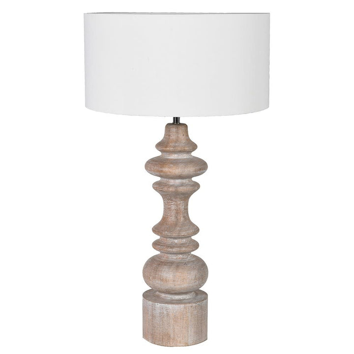 Natural Wood White Wash Table Lamp with Shade