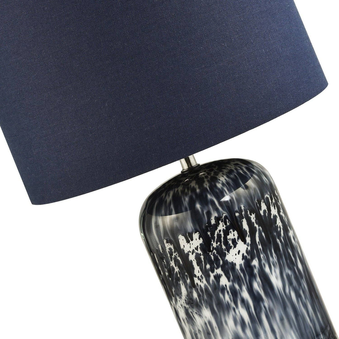 Navy Blue and Smoked Grey Marble Glass Table Lamp