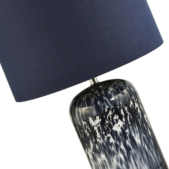 Navy Blue and Smoked Grey Marble Glass Table Lamp