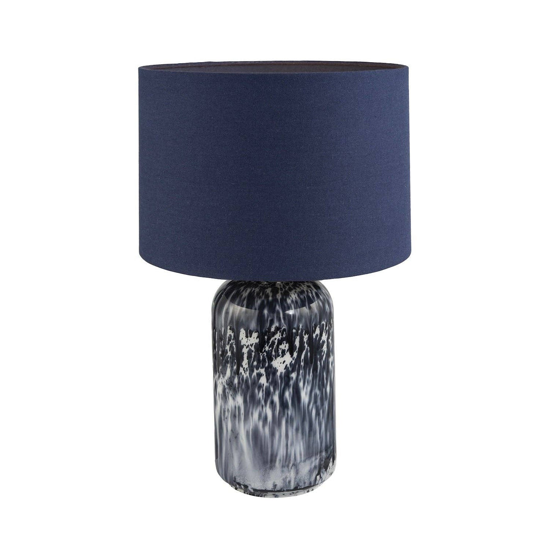 Navy Blue and Smoked Grey Marble Glass Table Lamp