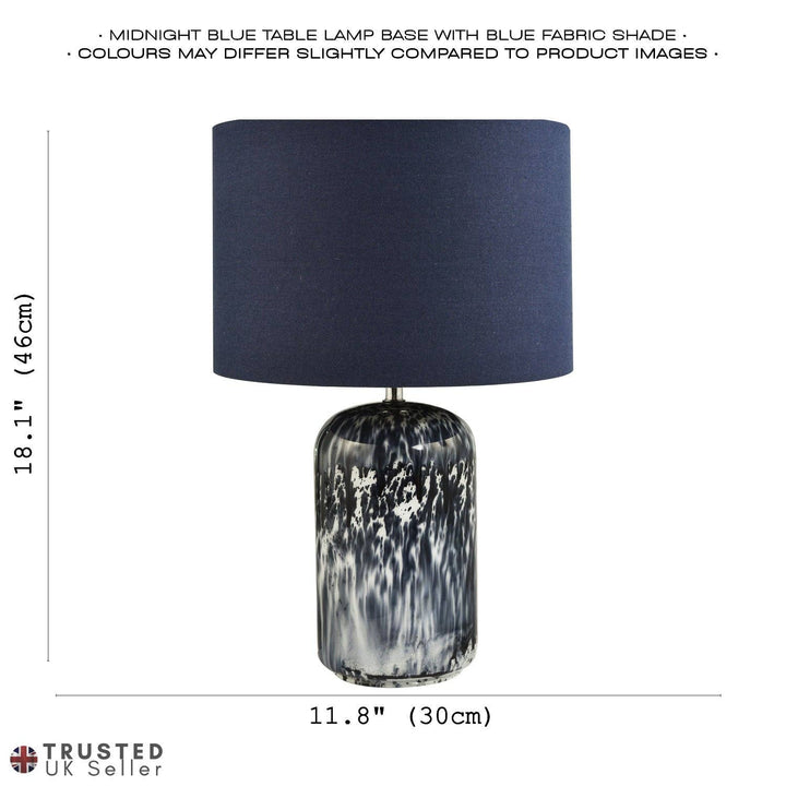 Navy Blue and Smoked Grey Marble Glass Table Lamp