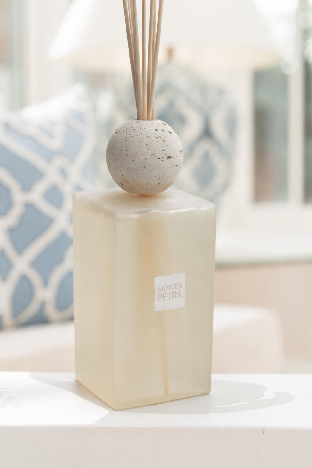 Sences Large Extra Petra Reed Diffuser with Travertine Ball Top