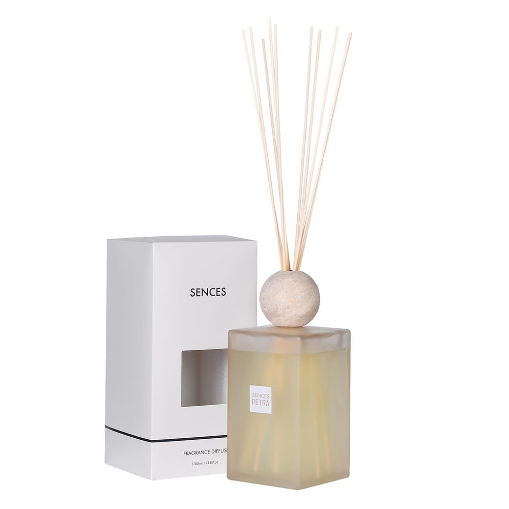 Sences Large Extra Petra Reed Diffuser with Travertine Ball Top