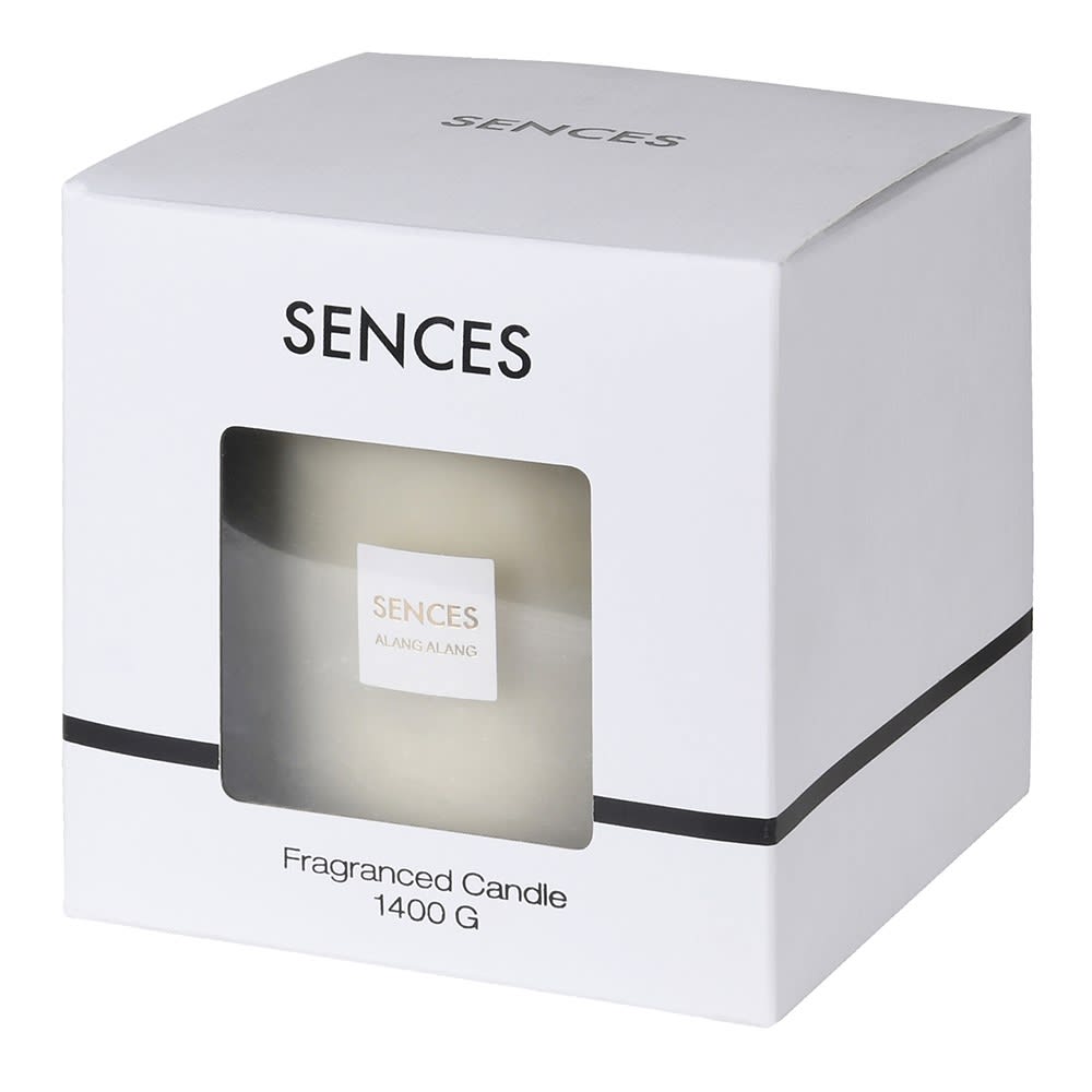 Sences fragranced candle in packaging on a white background