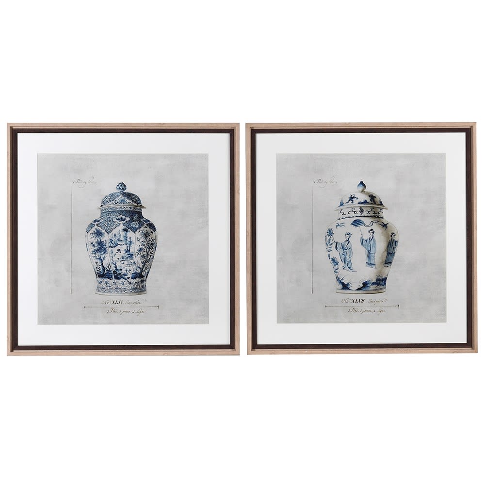 Set of 2 Chinoisery Urn Framed Picture