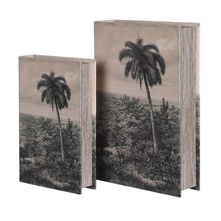 Set of 2 Palm Tree Book Boxes