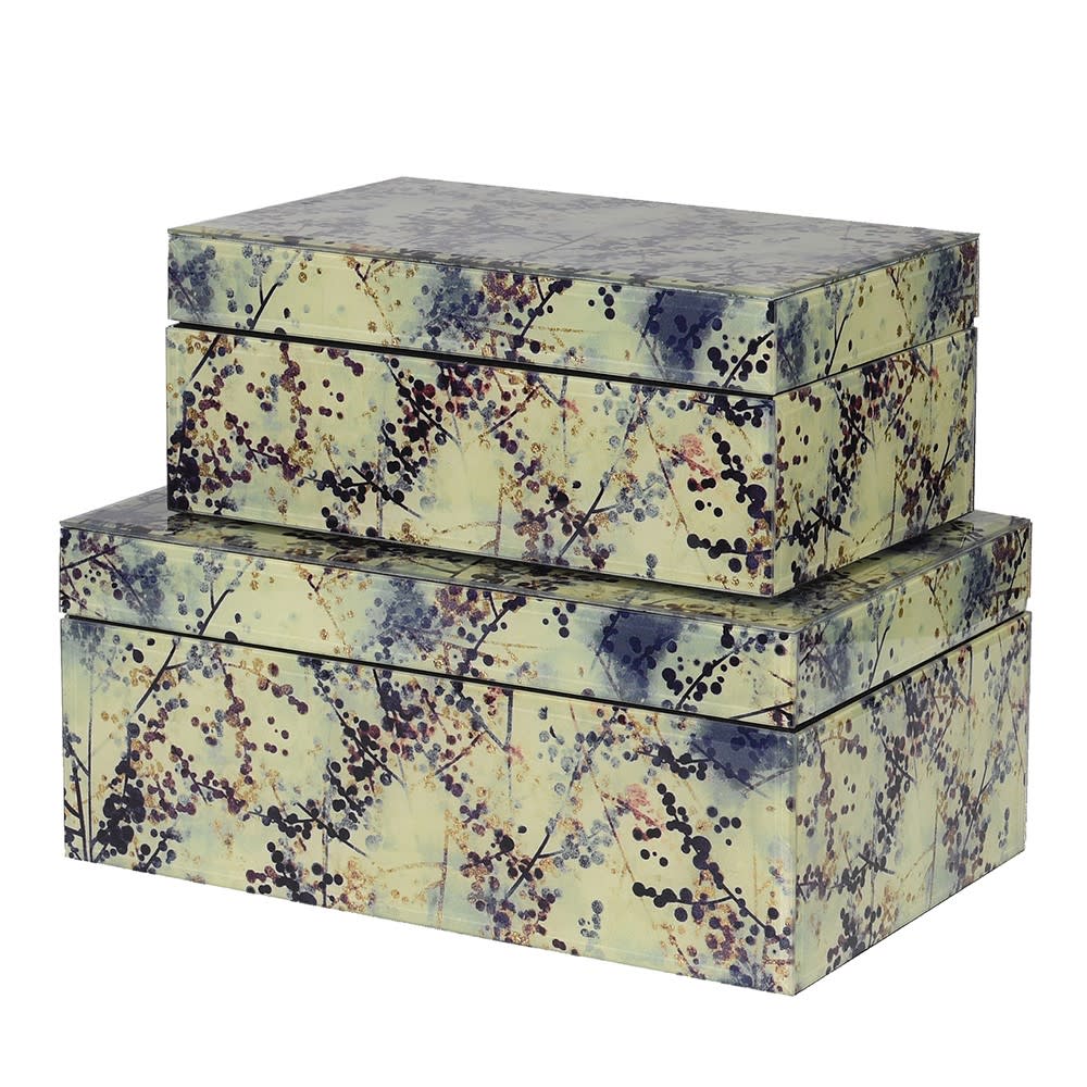 Set of 2 Sage Glass Jewellery Boxes