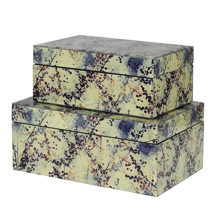 Set of 2 Sage Glass Jewellery Boxes