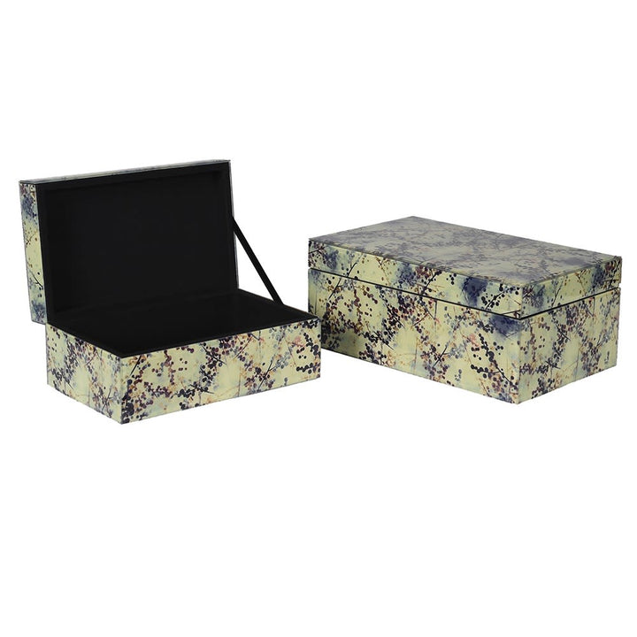 Set of 2 Sage Glass Jewellery Boxes