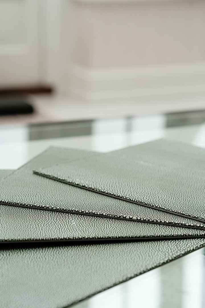 Set of 6 Grey Faux Shagreen Placemats