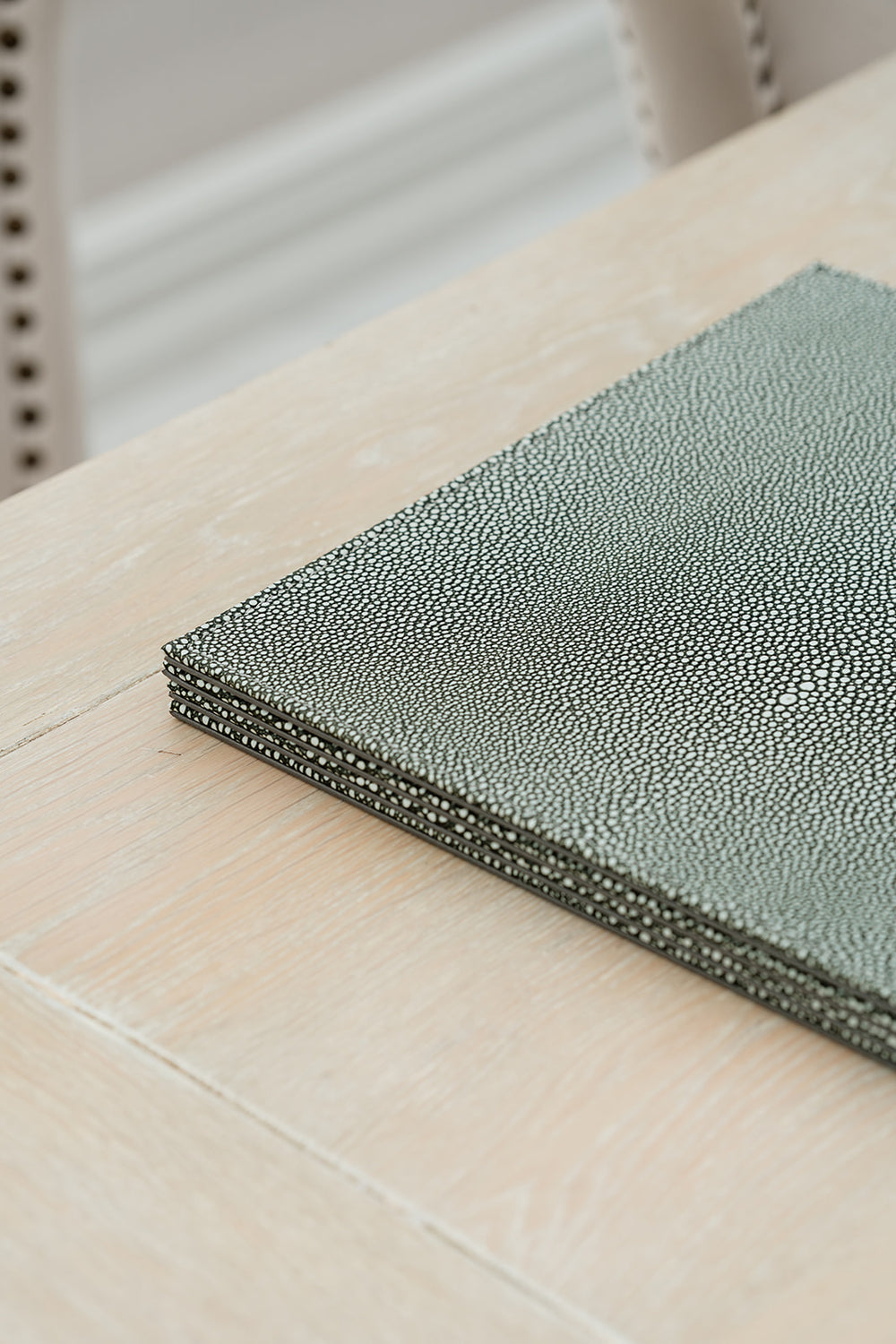 Set of 6 Grey Faux Shagreen Placemats