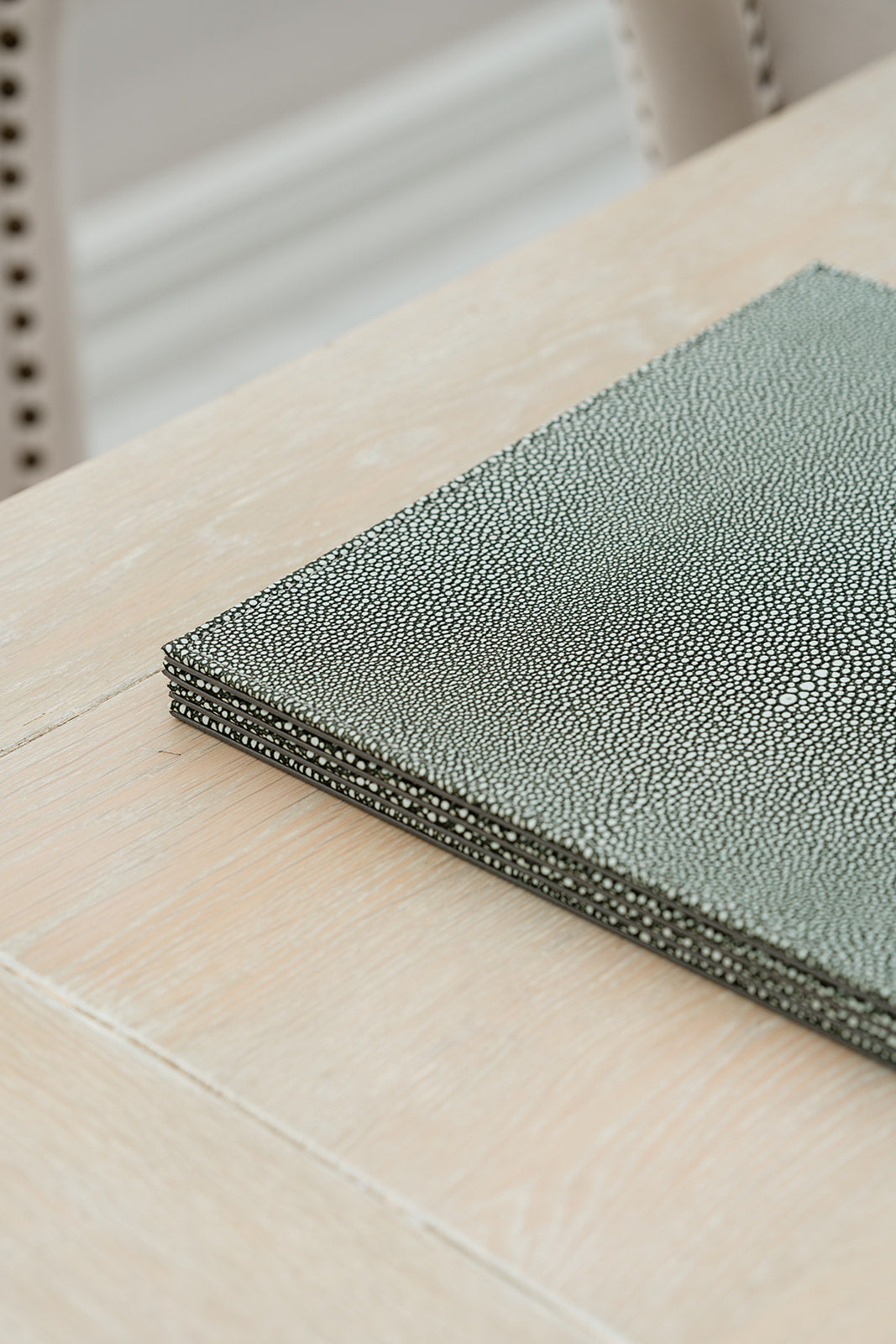 Set of 6 Grey Faux Shagreen Placemats