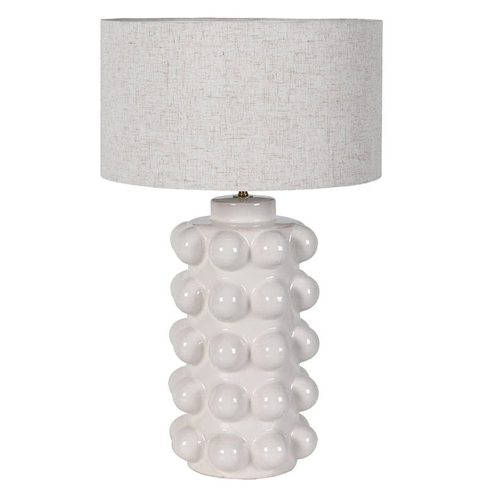  White Bobble Lamp with Linen Shade