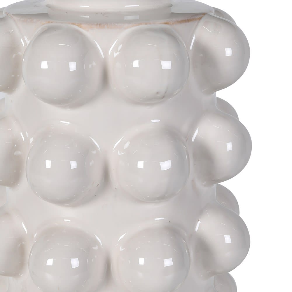  White Bobble Lamp with Linen Shade