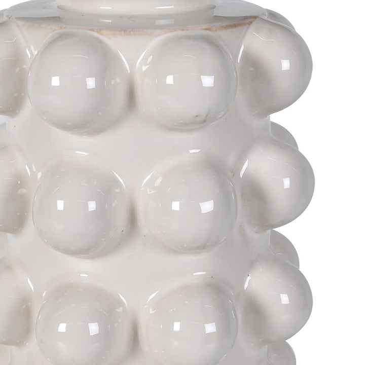  White Bobble Lamp with Linen Shade