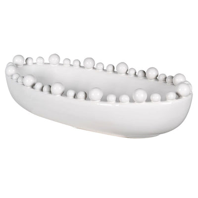 White Oval Bobble Edged Bowl