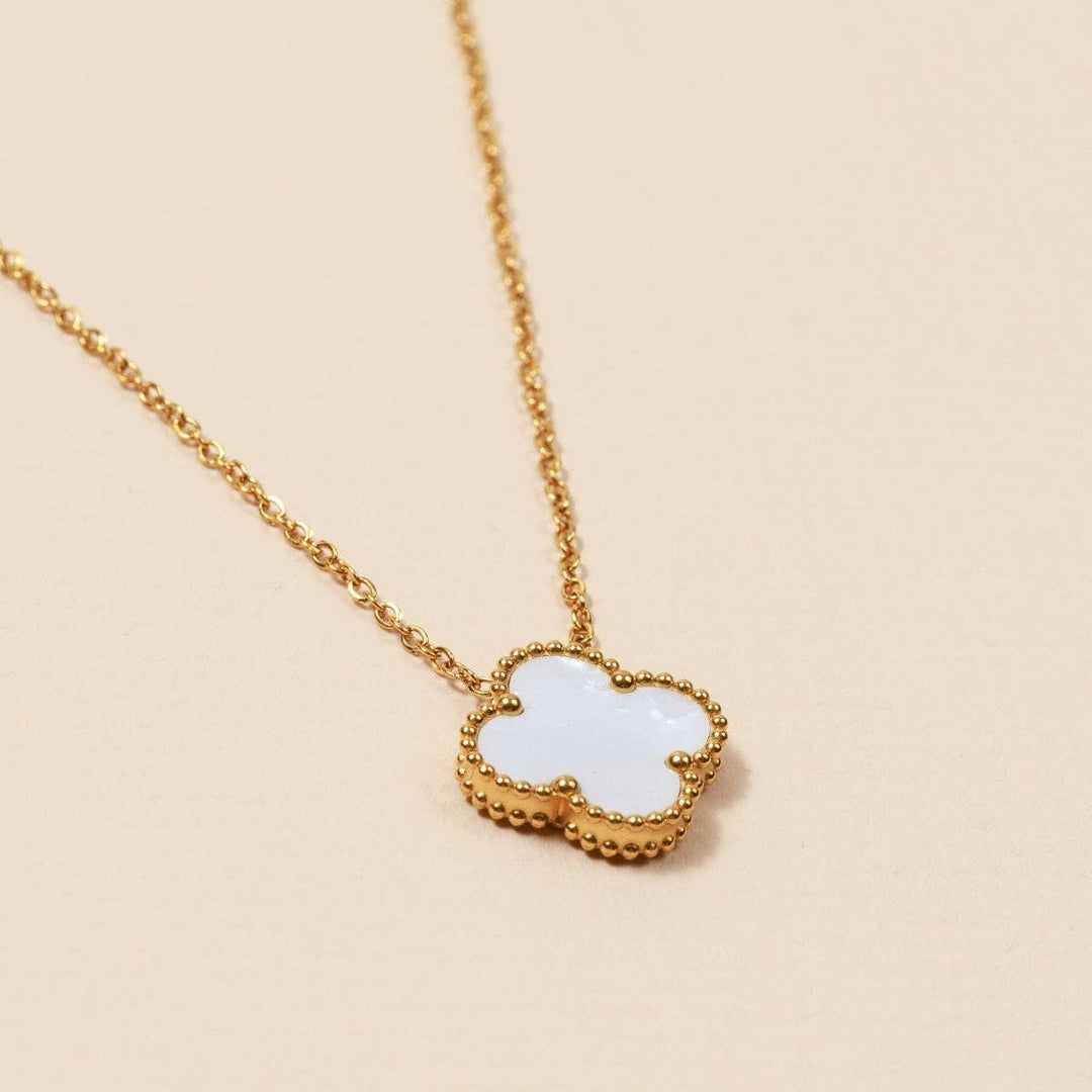 Floral Charm Necklace: Black