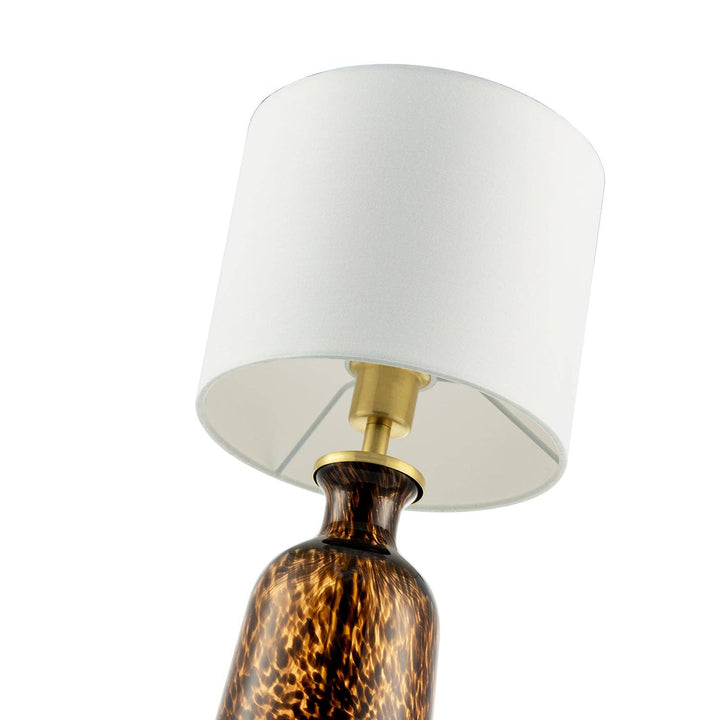 Amber and Black Snowflake Speckle Glass Table Lamp with Shade